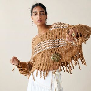 Zara Limited Edition Studio Textured Fringed crochet sweater